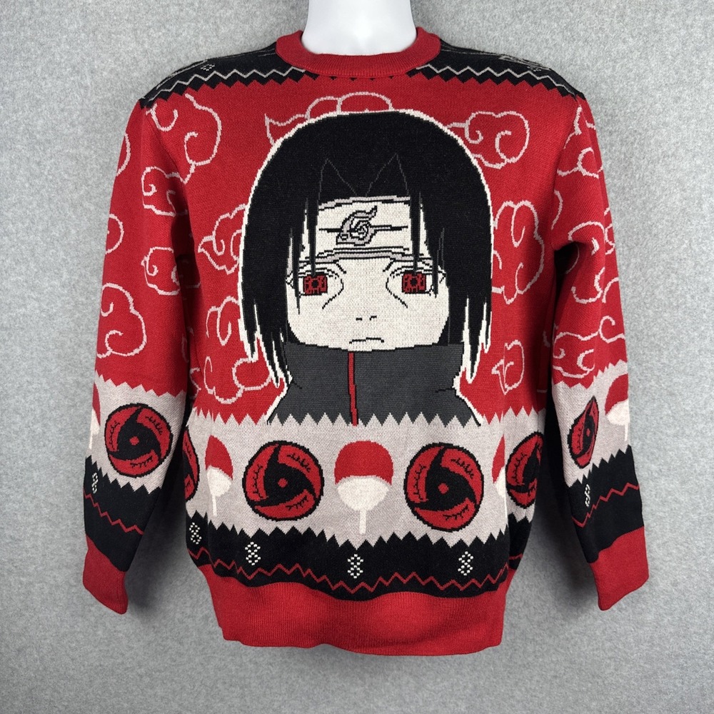Naruto Shippuden Itachi Uchiha Akatsuki Cloud‎ Holiday Knit Sweater Size XS